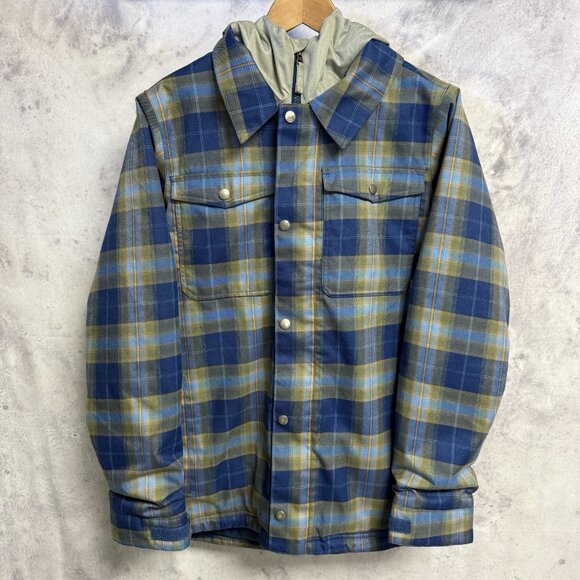 Burton Snowboard Jacket Youth XL (18) 21x28.5 Blue/Green Plaid Dry Ride - Picture 1 of 12